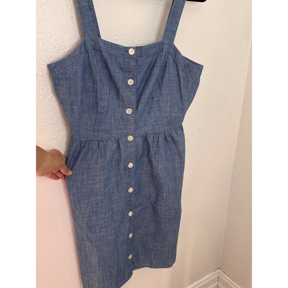 NWT J.Crew Chambray Button-Front Square Neck Fit & Flare A-Line Dress Blue SZ8 - Picture 5 of 7